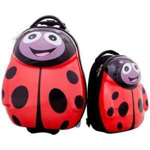 2 Piece Ladybug Shaped Kids School Luggage Suitcase & Backpack  - Lot 482