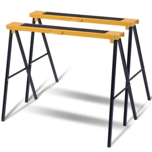 2 Pack Heavy Duty Sawhorse With Steel Folding Legs  - Lot 889