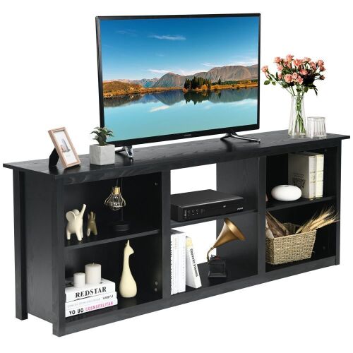 70'' 2-Tier TV Stand Entertainment Media Console Center Up to 75'' Black - Lot 103