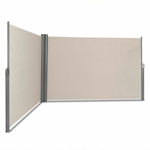237 x 71 Inch Patio Retractable Double Folding Side Awning Screen Divider - Lot 334