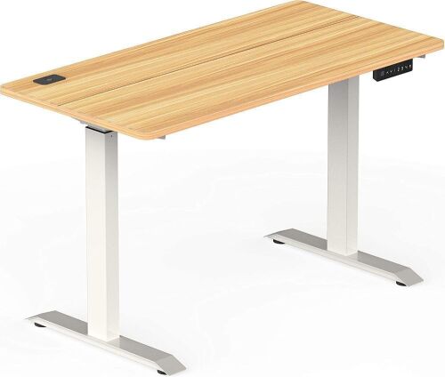 SHW Electric Height Adjustable Computer Desk, 48 x 24 Inches, Light Cherry - Lot 627