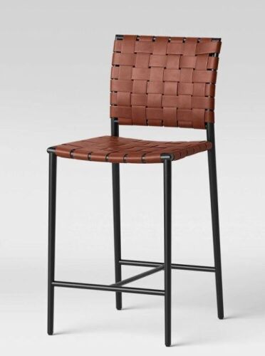 Lot of (4) Wellfleet Woven Faux Leather Metal Base Counter Height Barstool - Lot 94
