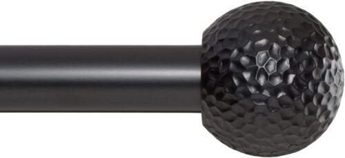 Ivilon Window Curtain Rods, Hammered Ball Design, 1 Inch Rod, 72 to 144 Inch, Black  - Lot 632