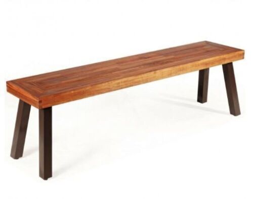 Patio Acacia Wood Dining Bench Seat With Steel Legs - Lot 963