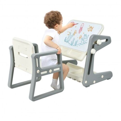 2 In 1 Kids Easel Table and Chair Set with Adjustable Art Painting Board  - Lot 356