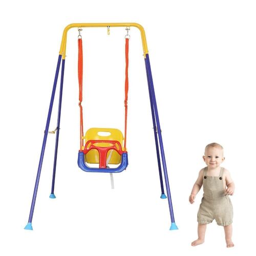 Folding Toddler Swing Frame Secure Swing Set with Safety Seat  - Lot 338