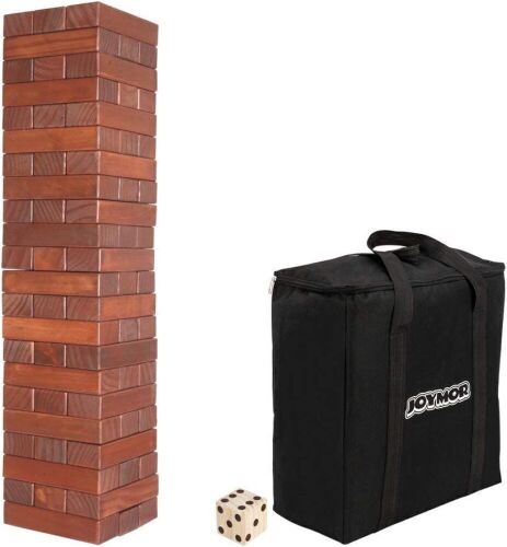 JOYMOR Giant Tumble Tower, Wooden Toppling Timber Game with 1 Dice Set - Lot 196