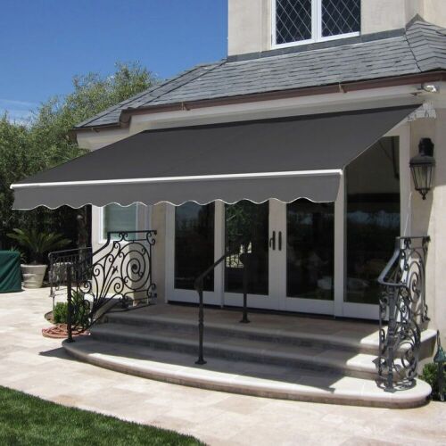 Retractable Patio Awning Cover w/ Aluminum Frame, Crank Handle - 98x80in - Lot 712