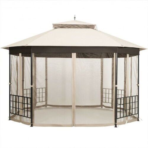 10' x12' Octagonal Patio Gazebo, Beige - Lot 967