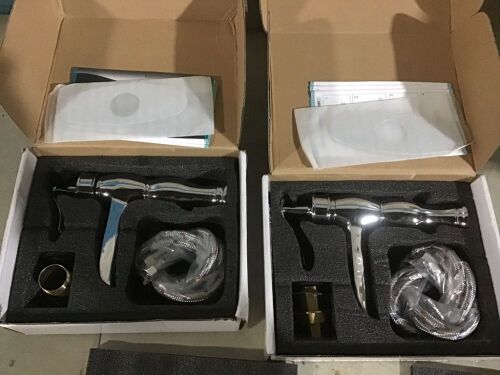 Lot of (2) Chrome Bathroom Sink Faucet Waterfall Single Handle Lavatory Tap /Cover - Lot 155
