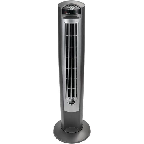 Lasko Wind Curve Tower Fan with Nighttime Setting, Gray/Silver - Gray - Lot 1029