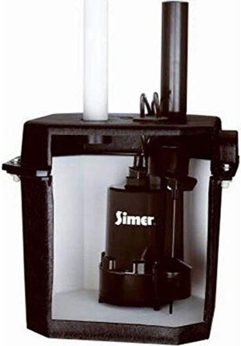Simer 2925B Self-Contained Above-Floor Corrosion-Resistant Sump/Laundry Sink Pump, 1/4 HP, 115V, 1-1/2" Discharge Pipe, Handles Solids Upto 1/8", 6 Gallon Drainage Tank - Lot 37