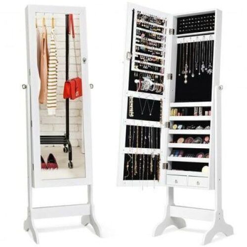 Lockable Mirrored Jewelry Cabinet Armoire  - Lot 677