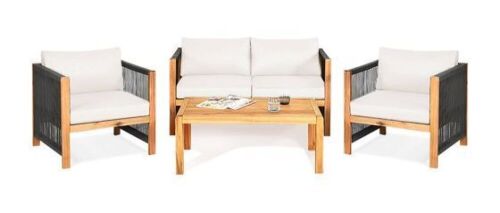4-Piece Wood Patio Conversation Set - Complete Set w/ Different Colors & 2 Extra Boxes - Lot 99