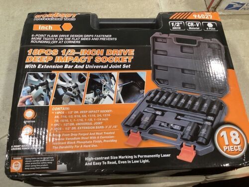 18pc 1/2" Drive Deep Impact Socket Set                                                 - Lot 883