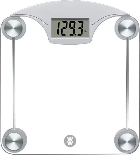 WW Scales by Conair Digital Glass Weight Scale with Contemporary Silver Finish Bathroom Scale, 400 Lbs. Capacity  - Lot 952