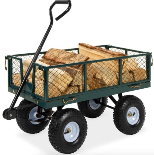 Steel Garden Utility Cart Wagon w/ 400lb Capacity, Removable Sides, Handle, Green - Lot 149