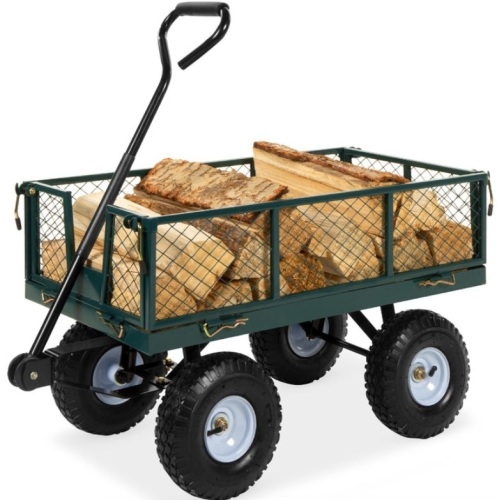 Steel Garden Utility Cart Wagon w/ 400lb Capacity, Removable Sides, Handle, Green - Lot 190