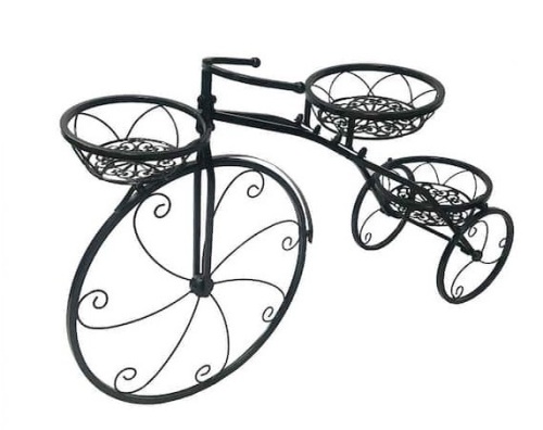 Metal Wrought Iron Black Tricycle Plant Stand - Lot 521