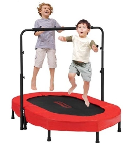 JOYMOR Trampoline with Adjustable Handle for Two Kids - Lot 339