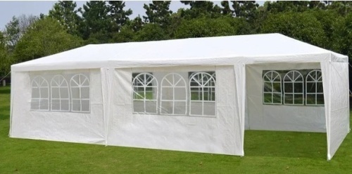 10'x 30' White Gazebo Wedding Party Tent Canopy With 6 Windows & 2 Sidewalls-8 - Lot 273
