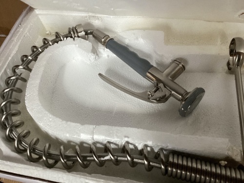 Sanitary Wares Tall Kitchen Faucet w/ Pull Down Sprayer, Brushed Nickel - Lot 212