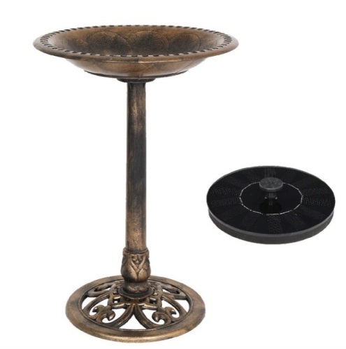 VINGLI 28in Antique Copper Pedestal Bird Bath With Solar Fountain, Copper, May Be Missing Hardware  - Lot 205