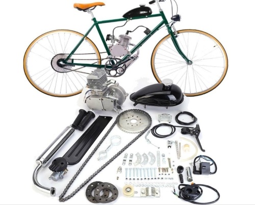 80cc 2 Stroke Gas Bike Engine Motor Kit, Chrome, May Be Missing Hardware - Lot 492