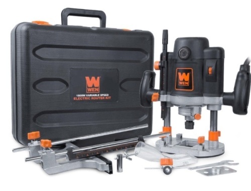 WEN RT6033 15-Amp Variable Speed Plunge Woodworking Router Kit, May Be Missing Hardware - Lot 382