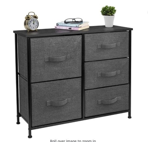 Sorbus Dresser with 5 Fabric Drawers (Black/Charcoal) - Lot 229
