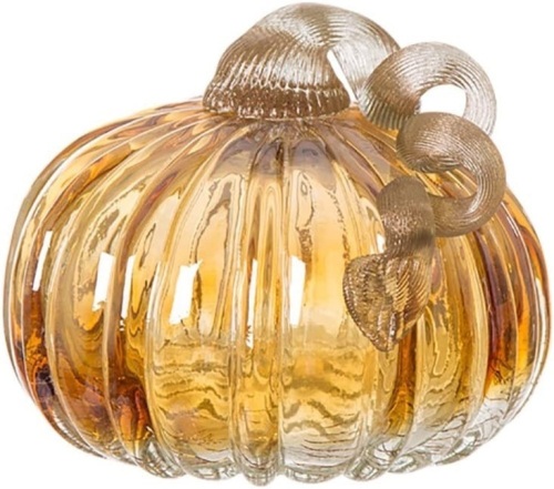 Glitzhome Hand Blown Two-Tone Glass Pumpkin 4.72" - Lot 142