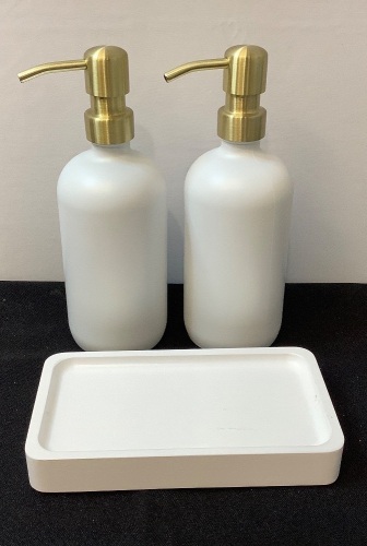 Set of 2 Soap Dispenser Bottles & a Soap Dish - Lot 242