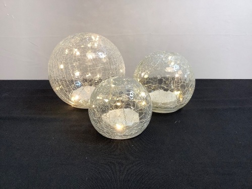 Set of (3) Crackled Glass Globe Lights - Lot 377