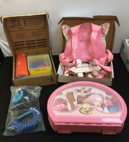 Bundle of Toddler Items-Harness, Leash, Disney Princess Beauty Set, Osmo Little Genius Sticks & Rings - Lot 439
