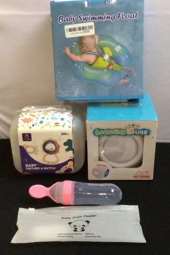 Bundle of Baby Items-Fruit Feeder, Teether & Rattle, Swim Float, Learning Cube - Lot 475