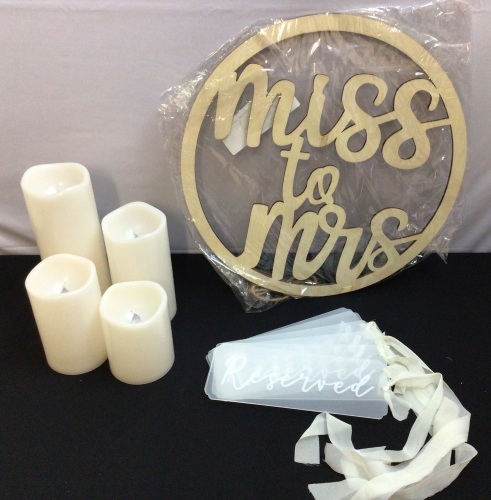 Wedding Bundle-Wooden Sign, Battery Operated Candles, 6 Reserved Signs - Lot 496