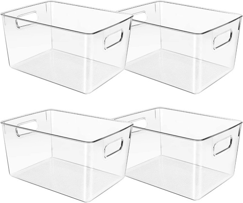Set of 4 Clear Plastic Storage Bins - Lot 584
