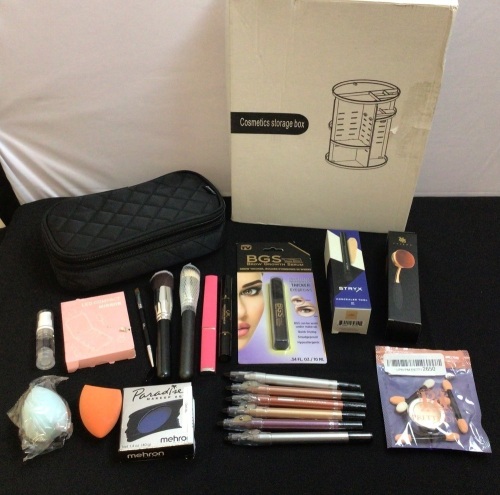 Bundle of Makeup Supplies-6 Eye Shadow Sticks(new), Eyeshadow Pigment w/ Applicators, 4 Makeup Brushes.... - Lot 215