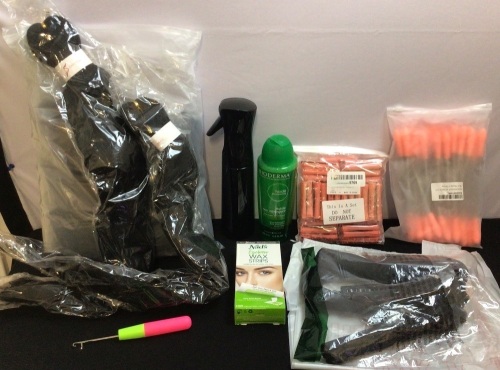 Bundle of Hair & Face Supplies - Heatless Hair Curler, Spray Bottle, Bioderma Shampoo, Perm Rods.... - Lot 374