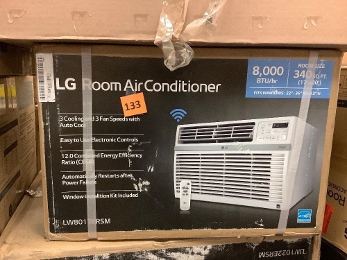 LG Electronics8,000 BTU 115-Volt Window Air Conditioner LW8017ERSM Cools 350 Sq. Ft. with ENERGY STAR and Remote, Wi-Fi Enabled - Lot 133