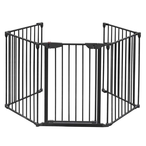 Vingli 25/74/120/188 inch Wide Baby Safety Gate Pet Fence Fireplace Metal Barrier Black/White - Lot 247