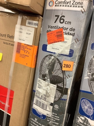Comfort Zone30 in. Black High-Velocity Industrial 2-Speed Wall Fan with Aluminum Blades and Adjustable Tilt - Lot 280