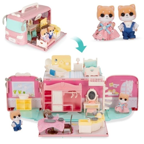 Camper Van Playset Pretend Play Dollhouse with Tiny Critters - Lot 6556