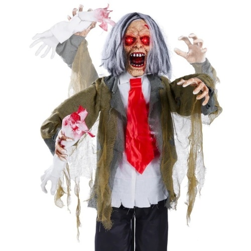 Rotten Ronnie Standing Animatronic Zombie Halloween Prop - 5ft - Lot 6773