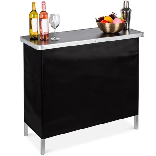 Portable Pop-Up Bar Table w/ Carrying Case, Removable Skirt - Lot 7220