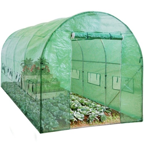 Walk-In Greenhouse Tunnel Tent w/ Roll-Up Windows, Zippered Door - 15x7x7ft - Lot 7235