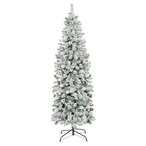 Snow Flocked Artificial Pencil Christmas Tree w/ Stand - Lot 7255