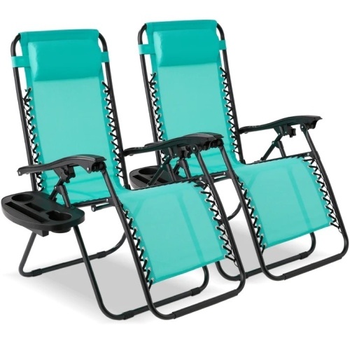 Set of 2 Adjustable Zero Gravity Patio Chair Recliners w/ Cup Holders - Lot 7283