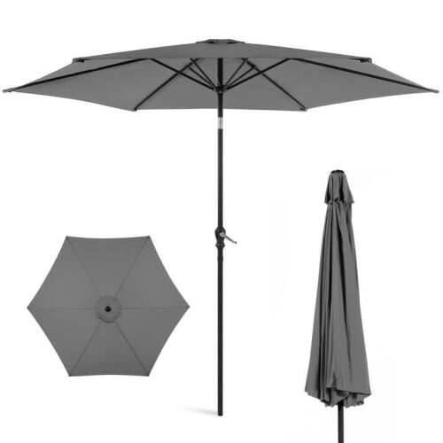 Outdoor Steel Market Patio Umbrella Decoration w/ Tilt, Crank Lift - Lot 7353