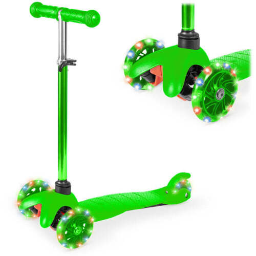 Kids Mini Kick Scooter Toy w/ Colorful Light-Up Wheels, Adjustable T-Bar - Lot 7431
